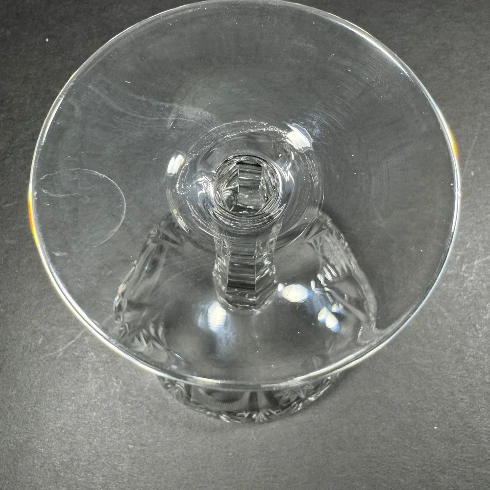 Champagne Coupe Glasses Clear Starburst Cut Pattern Vintage Style Set of 2